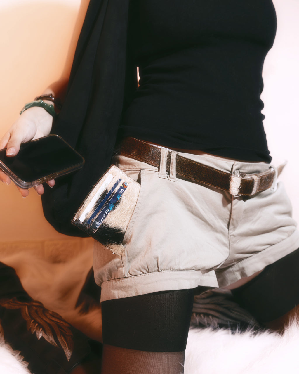 Cowhide belt in brown