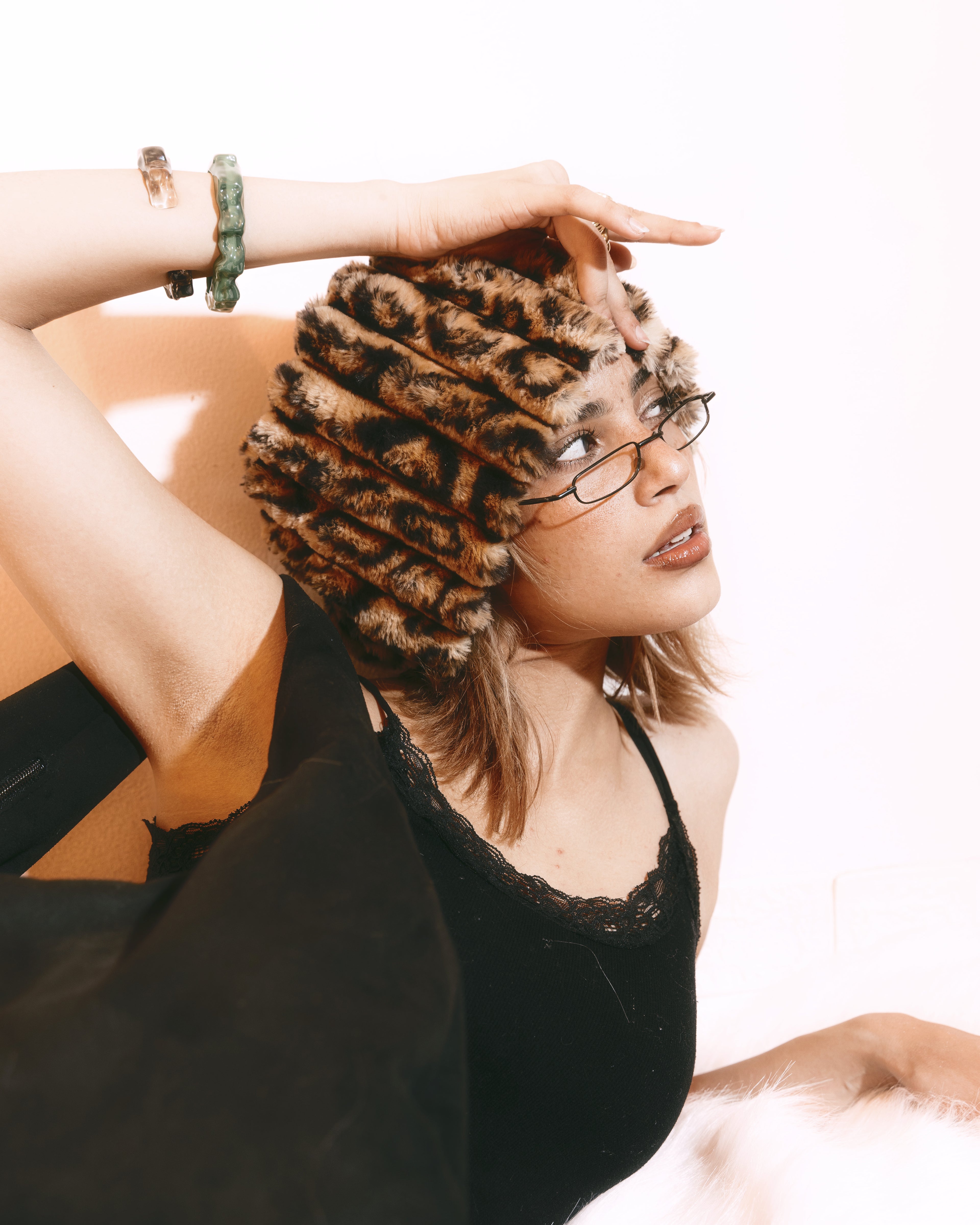 Cold drama russian hat in leopard